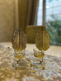 Gold Leaves Metal Candlestick Holder